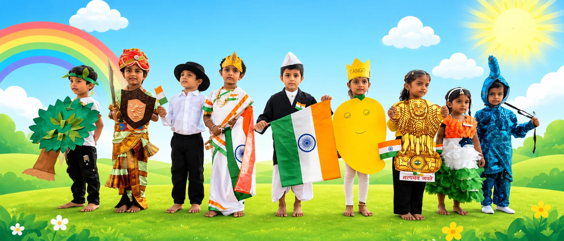 Children dressed for a school celebration