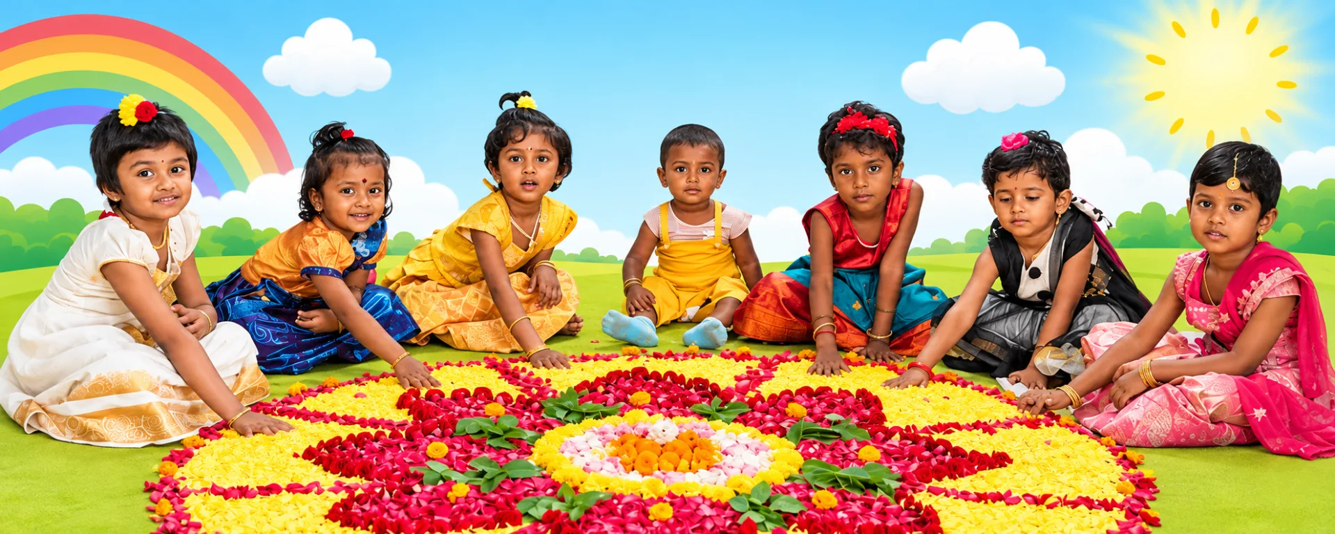 Young children taking part in a colorful school activity